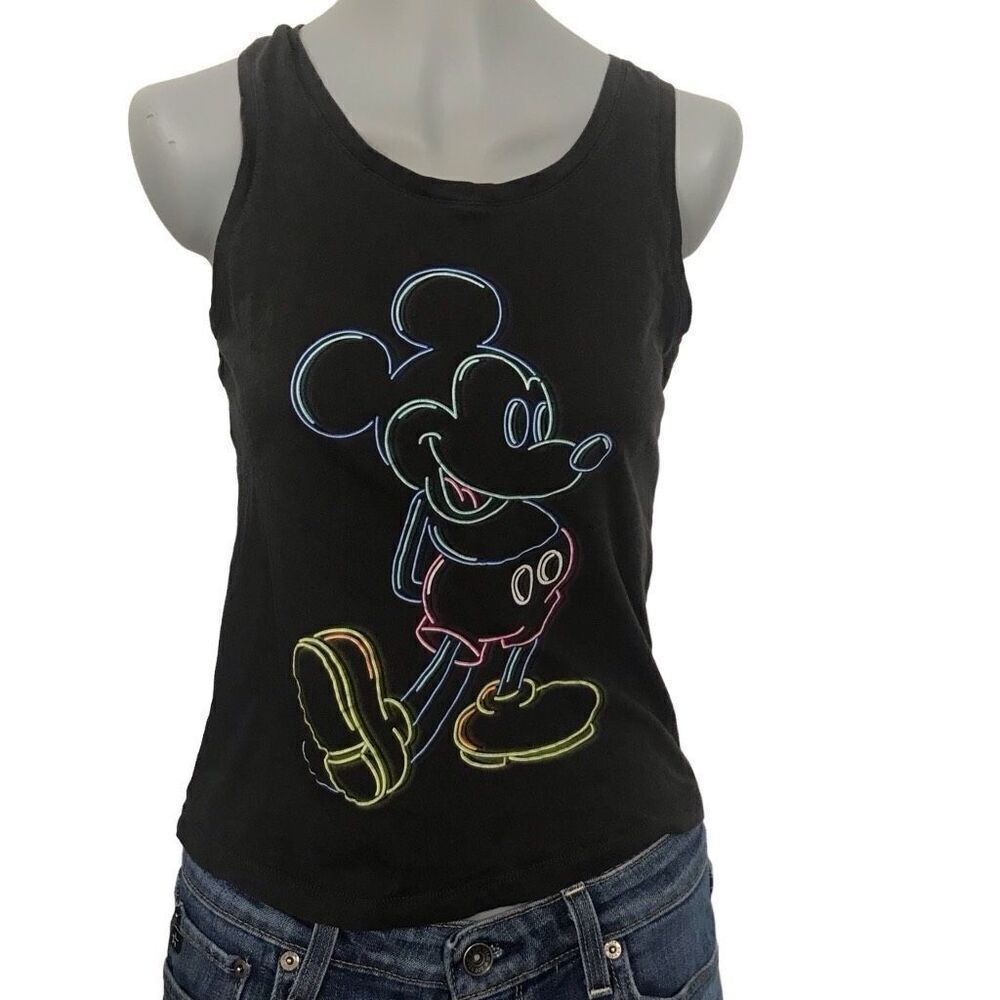 Disney Tank Top Mickey Neon Sign‎ Kidcore Graphic xs 3 crop top
